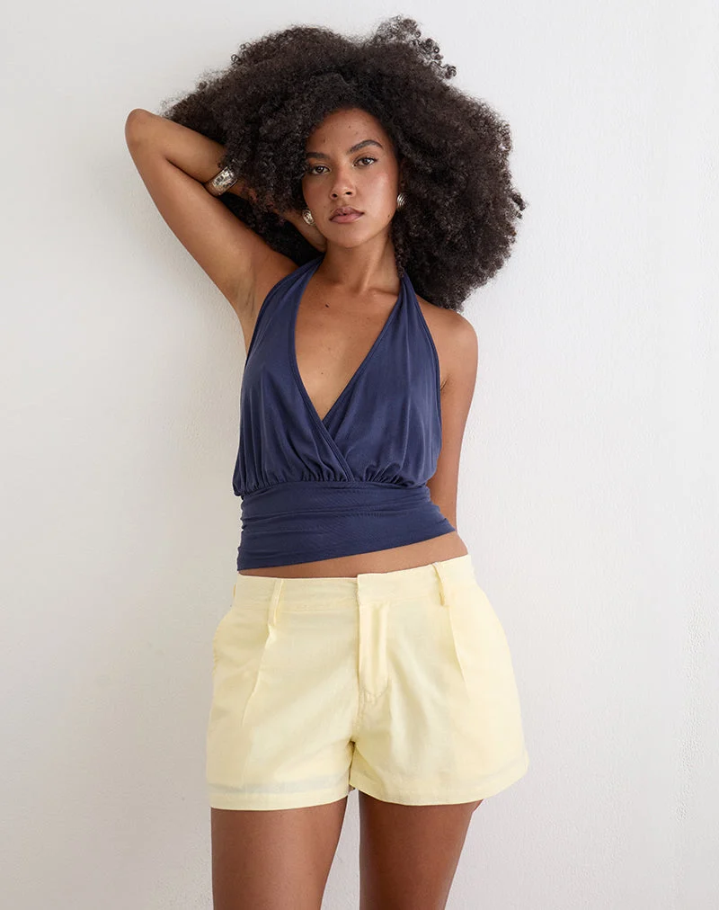 Vexa Mini-Shorts mit niedriger Leibhöhe in der Farbe „Lemon“
