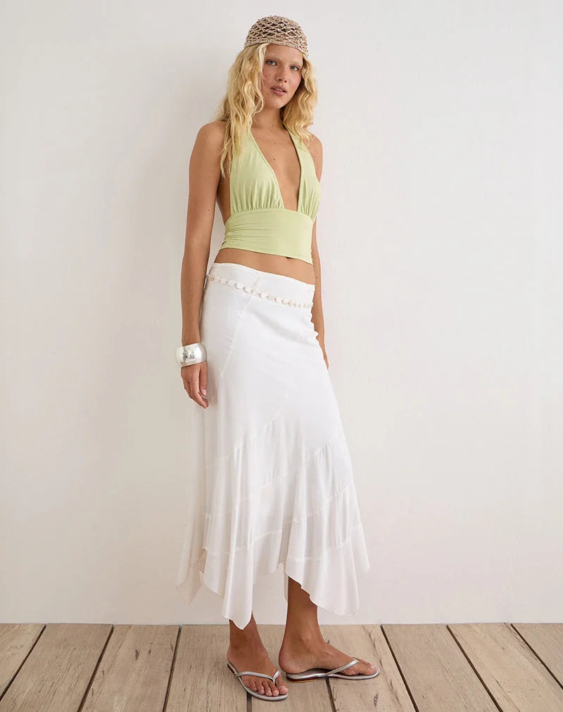 Luster-Halter-Top aus Rayon-Jersey in Pistazie