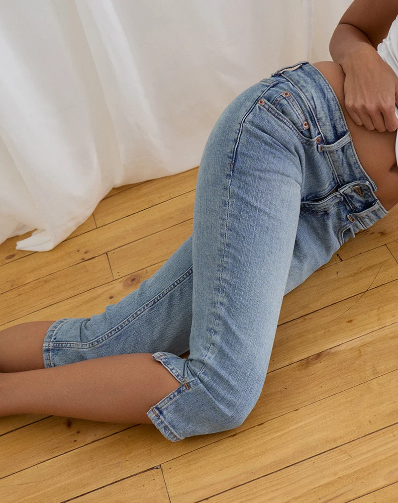 Capri-Jeans aus Denim in Vintage-Blau