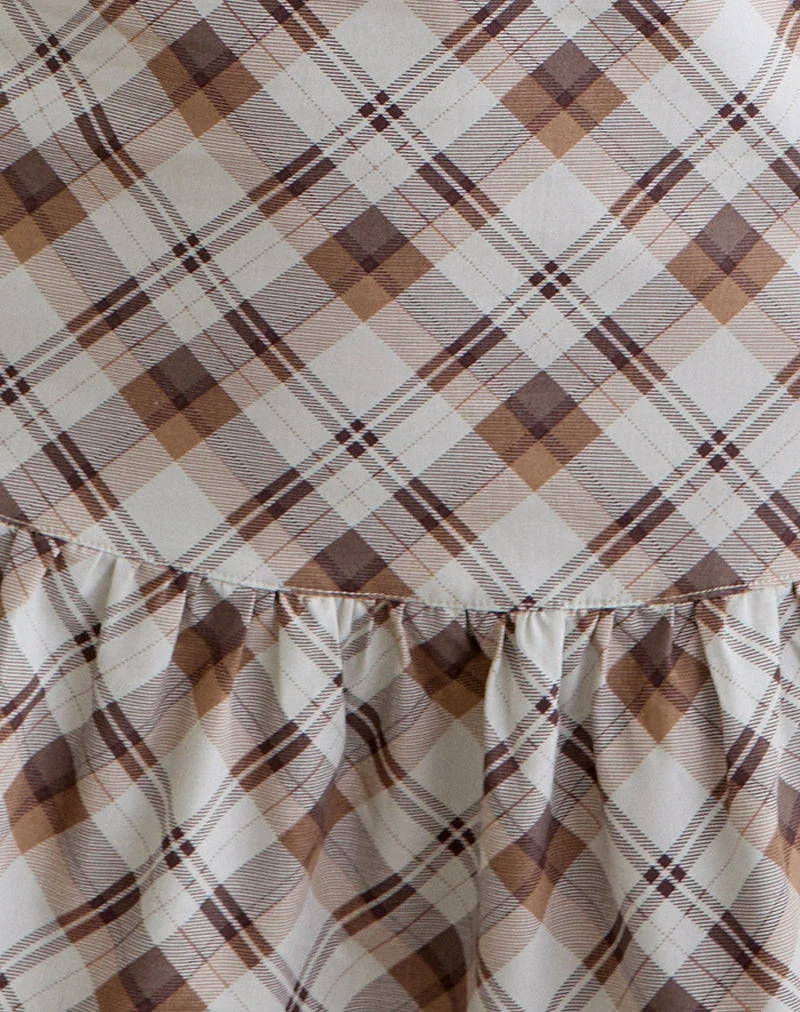 Soulie-Minikleid mit schrägem Karomuster in Braun