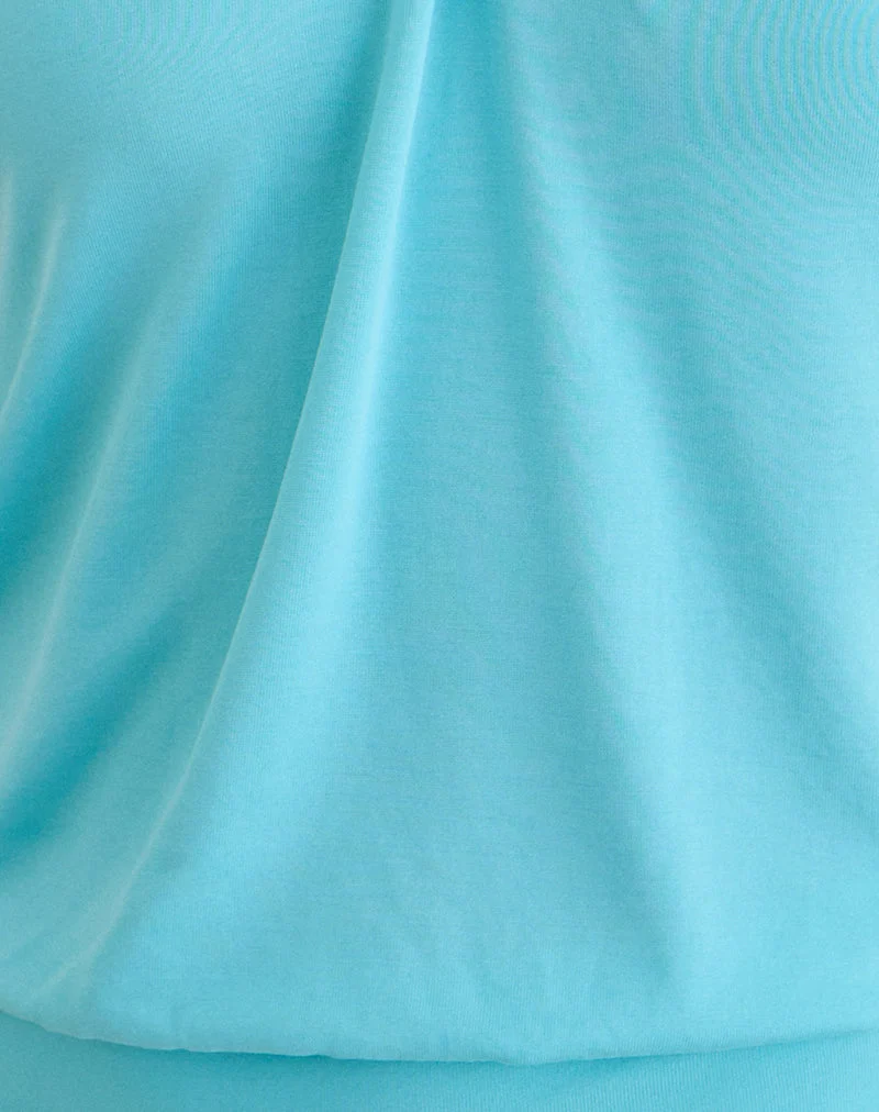 Ballerie-Haltertop aus Cupro in Aqua