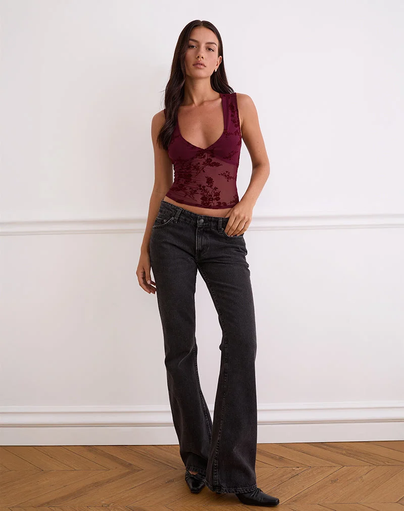 Lihat Top in Botanical Flock Flower Maroon