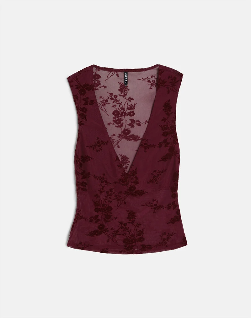 Lihat Top in Botanical Flock Flower Maroon