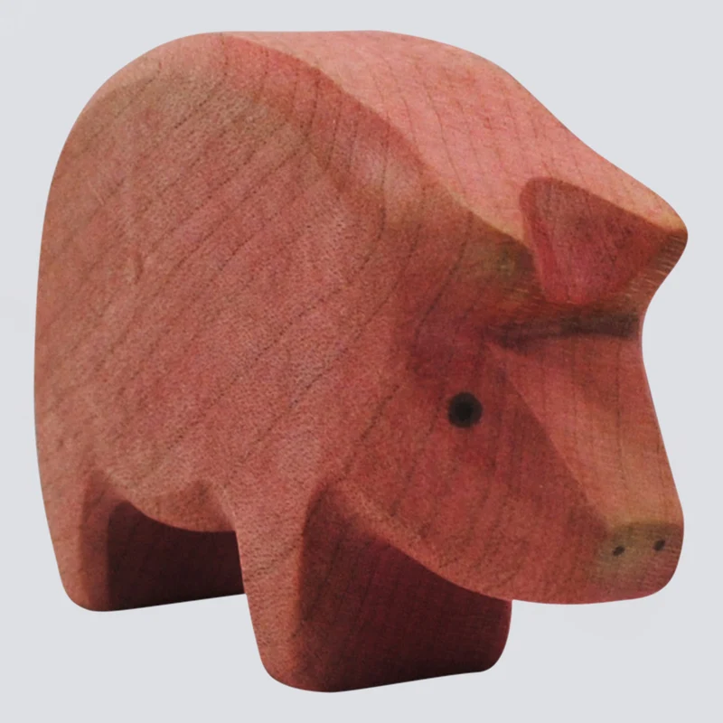 Holzwald Holzfigur Schwein Rüssel unten