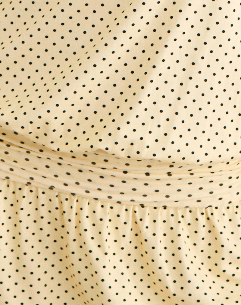 Ramira Minikleid mit tief sitzender Taille in Buttergelb mit winzigen Polka-Punkten