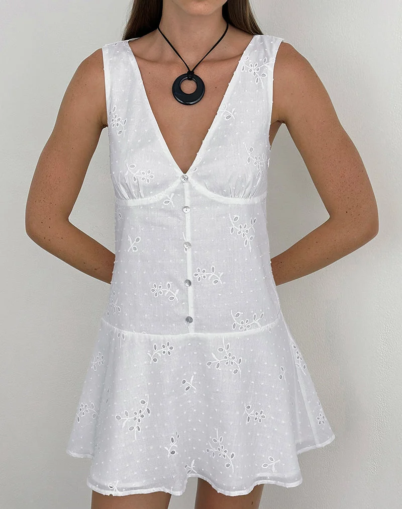 Raspati Minikleid in Weiß mit Stickerei