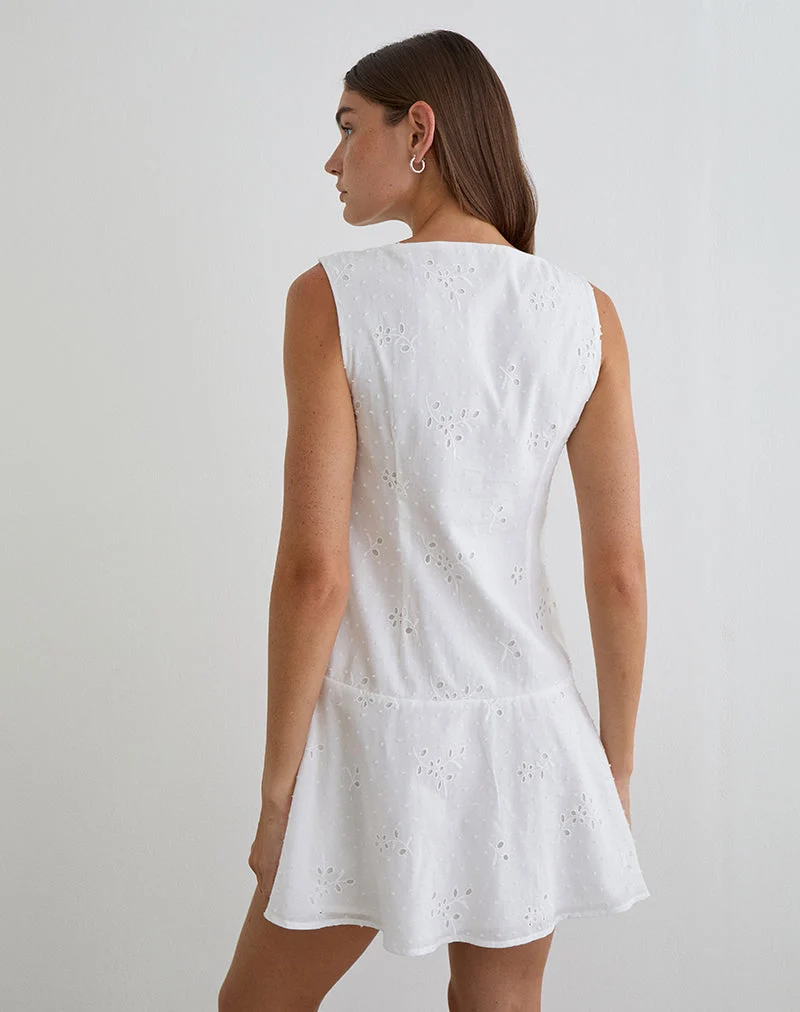 Raspati Minikleid in Weiß mit Stickerei