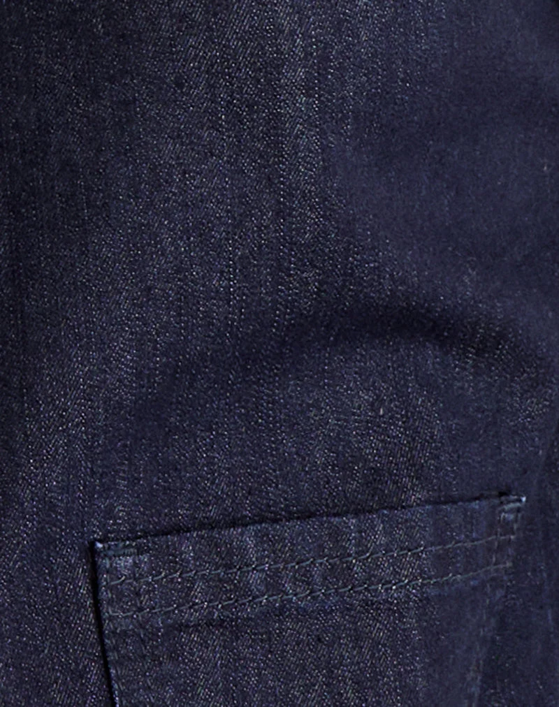 Alnira Pea-Coat-Oberteil aus Chambray in Indigo