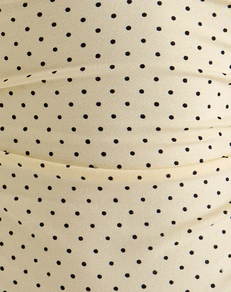 Lycia Top in Creme mit schwarzem Micro-Polka-Print