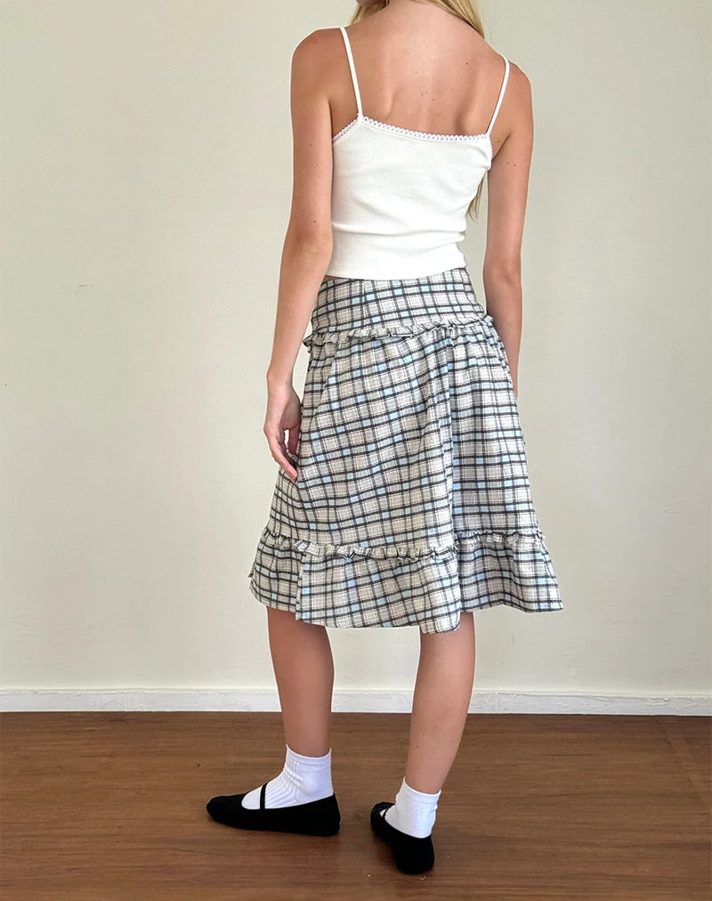 Kasya Midirock aus pastellblauem Schottenkaro
