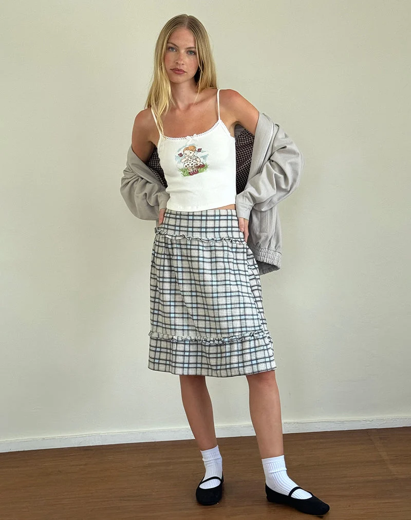 Kasya Midirock aus pastellblauem Schottenkaro