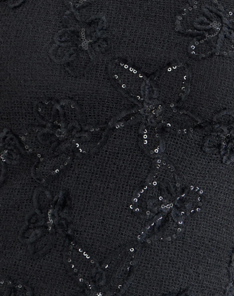 Argeila Halter-Top aus Pailletten-Strick, schwarz