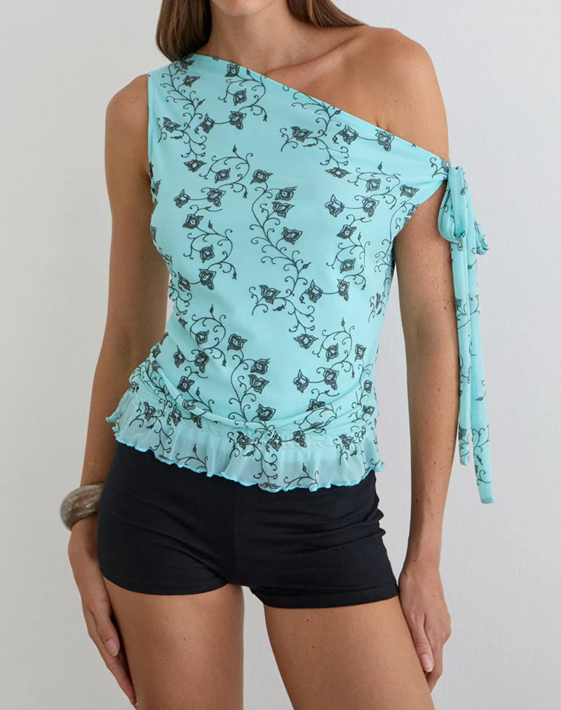 Nani-Top mit schulterfreiem Ausschnitt in „Winding Ivy Blue“
