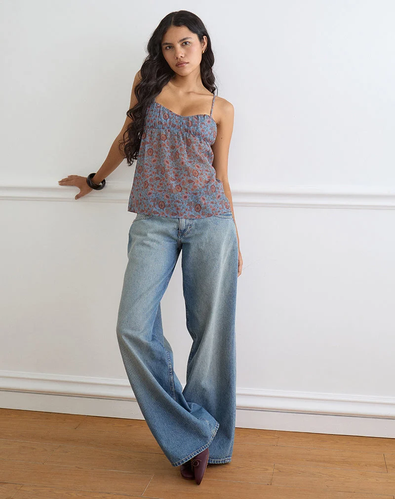 Camden Cami-Top aus Chiffon in der Farbe „Shadow Blossom Blue“