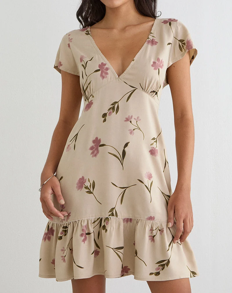 Visoca Minikleid „Bloom Leafy Taupe“