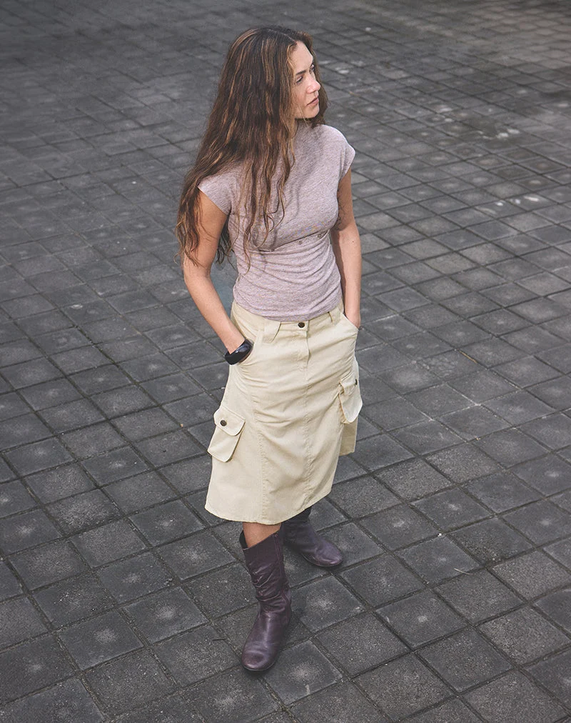 Rovie Utility Cargo-Schürze aus Baumwoll-Twill in der Farbe „Latte“