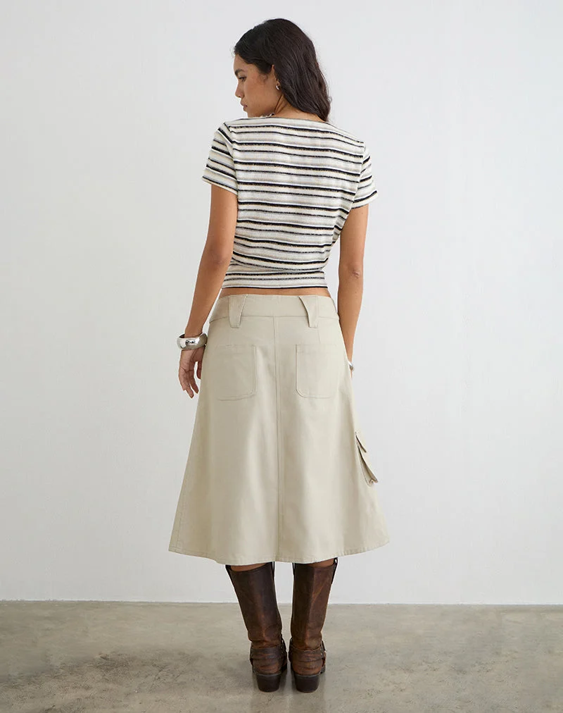 Rovie Utility Cargo-Schürze aus Baumwoll-Twill in der Farbe „Latte“