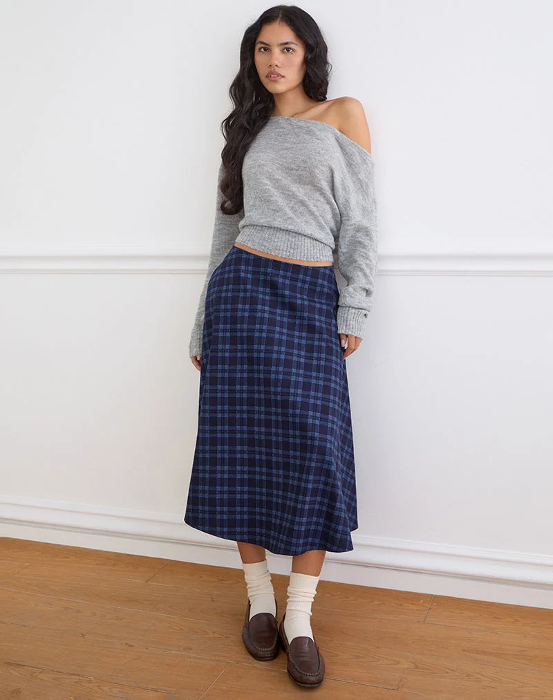 Takika Midirock mit kariertem Muster in Mitternachtsblau