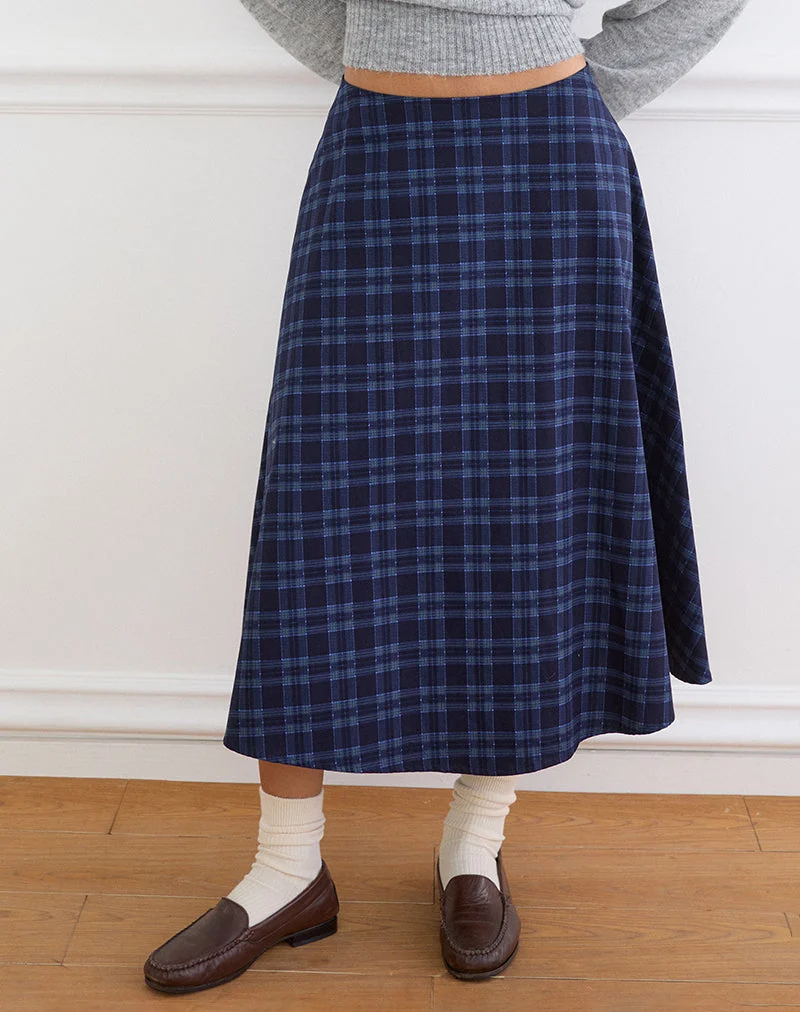 Takika Midirock mit kariertem Muster in Mitternachtsblau
