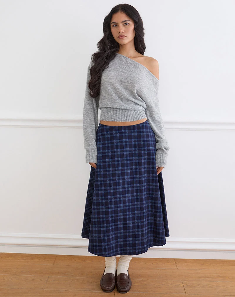 Takika Midirock mit kariertem Muster in Mitternachtsblau