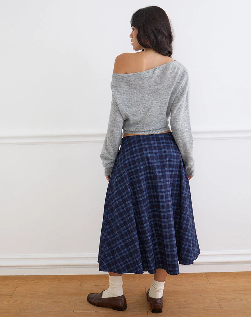 Takika Midirock mit kariertem Muster in Mitternachtsblau
