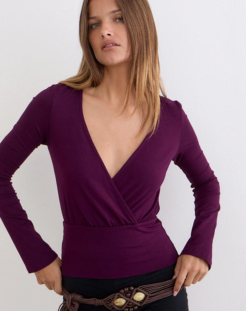 Sheon Langarm-Oberteil aus Rayon-Jersey, Farbe: Fig