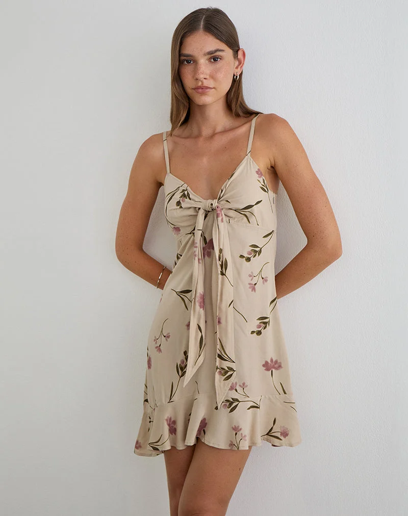 Lazlo Minikleid in „Bloom Leafy Taupe“