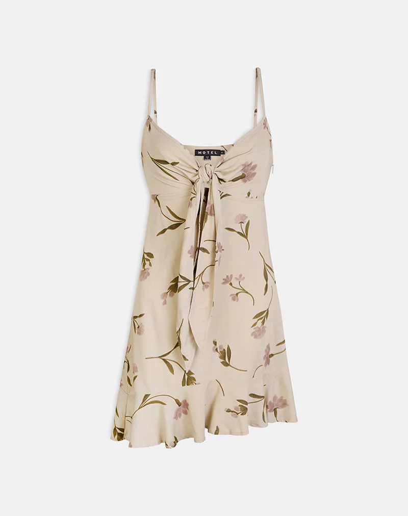 Lazlo Minikleid in „Bloom Leafy Taupe“