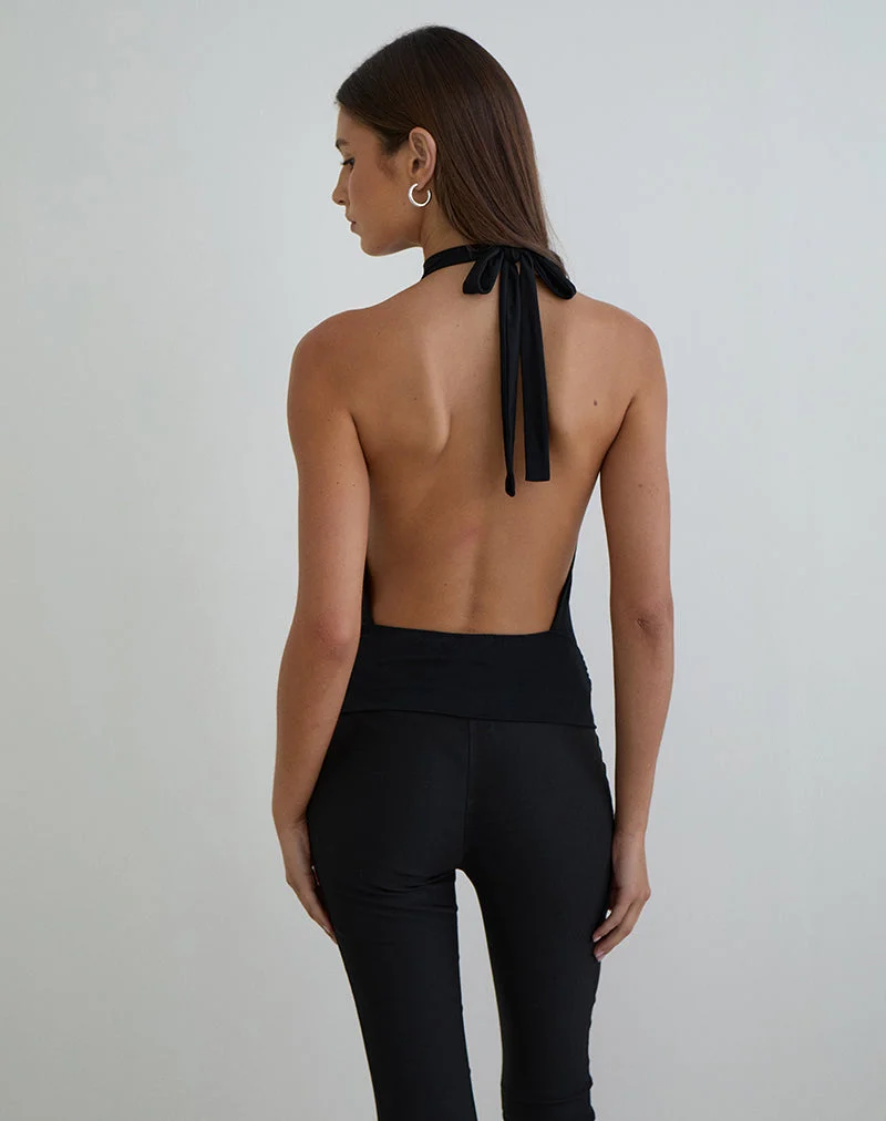 Verbina Keyhole Top aus Jersey, schwarz