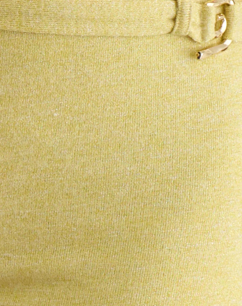 Sera Micro Short in Gelb mit Schimmer-Strickmuster