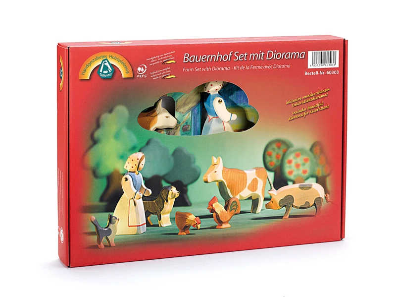 Ostheimer 60303 Bauernhof Set mit Diorama 8-tlg.