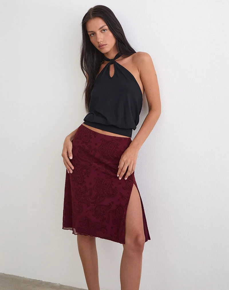 Elif Midirock aus Flock Compact Paisley in Weinrot