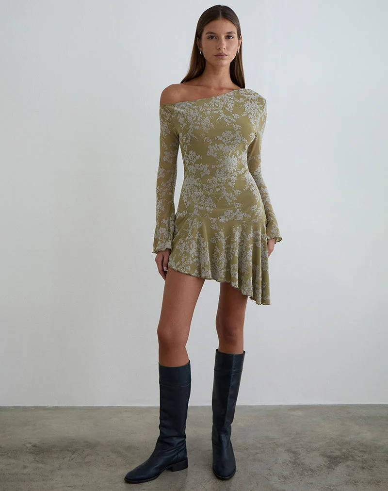 Ruhato Minikleid in Moosblüte Oliv