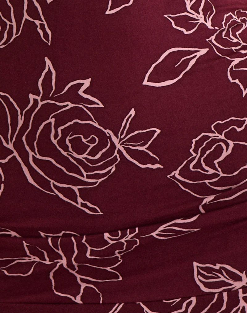 Lanai Minikleid in Outline Rose Maroon