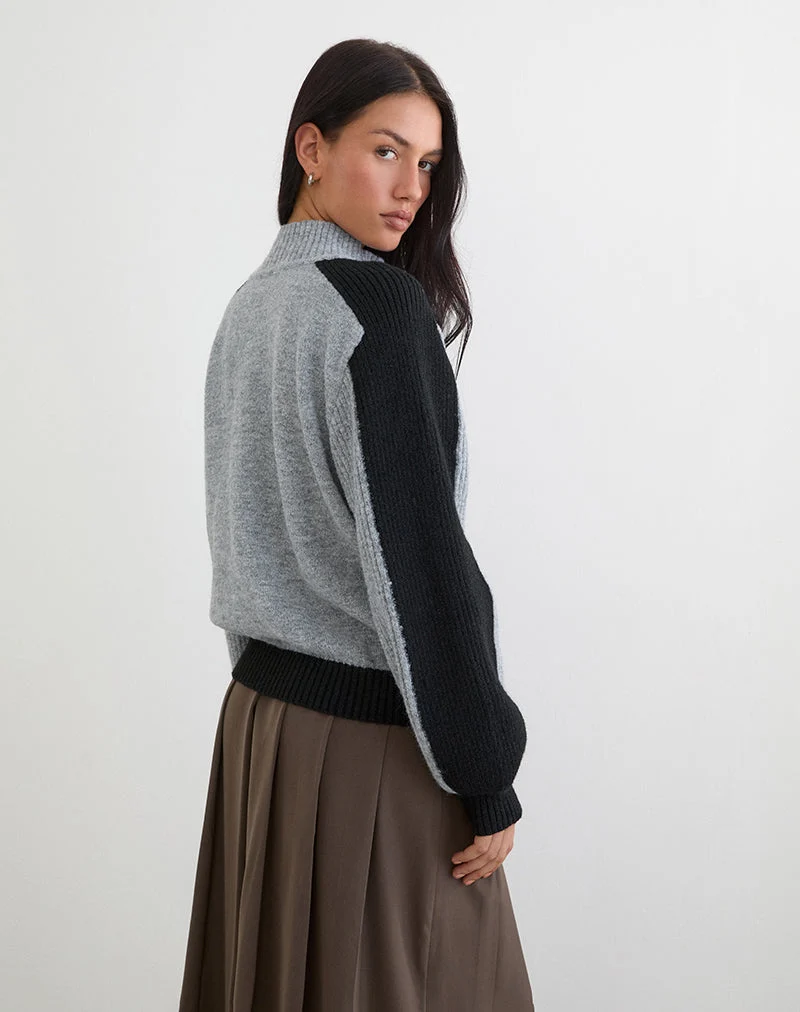 Asrar Jumper aus Strick in Grau und Schwarz