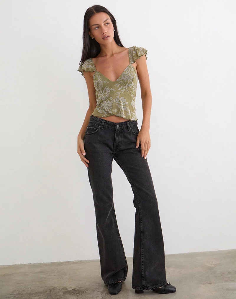 Karaji Top in Moosblüte Olive