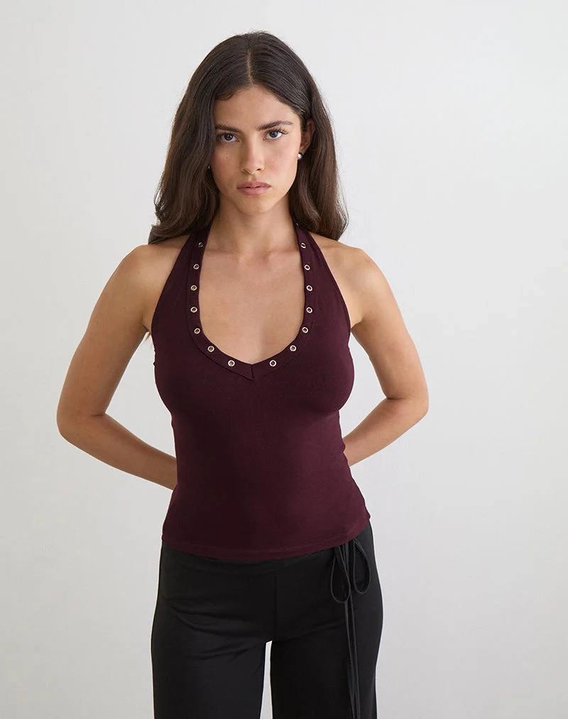Jugo Neckholder-Top in Redwood mit Ösen