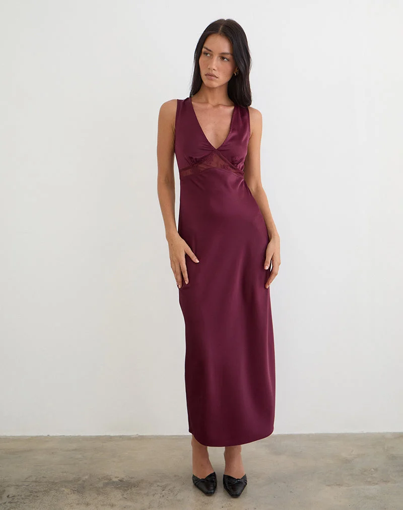 Zarita Satin-Maxikleid in Zinfandel