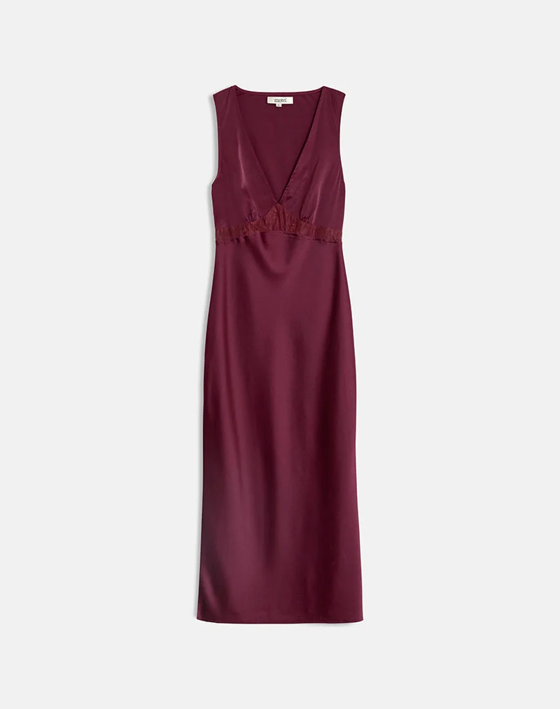 Zarita Satin-Maxikleid in Zinfandel