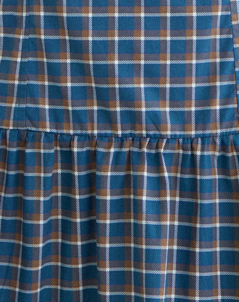 Panja Mini-Halterneck-Kleid in mittelblauem Tartan