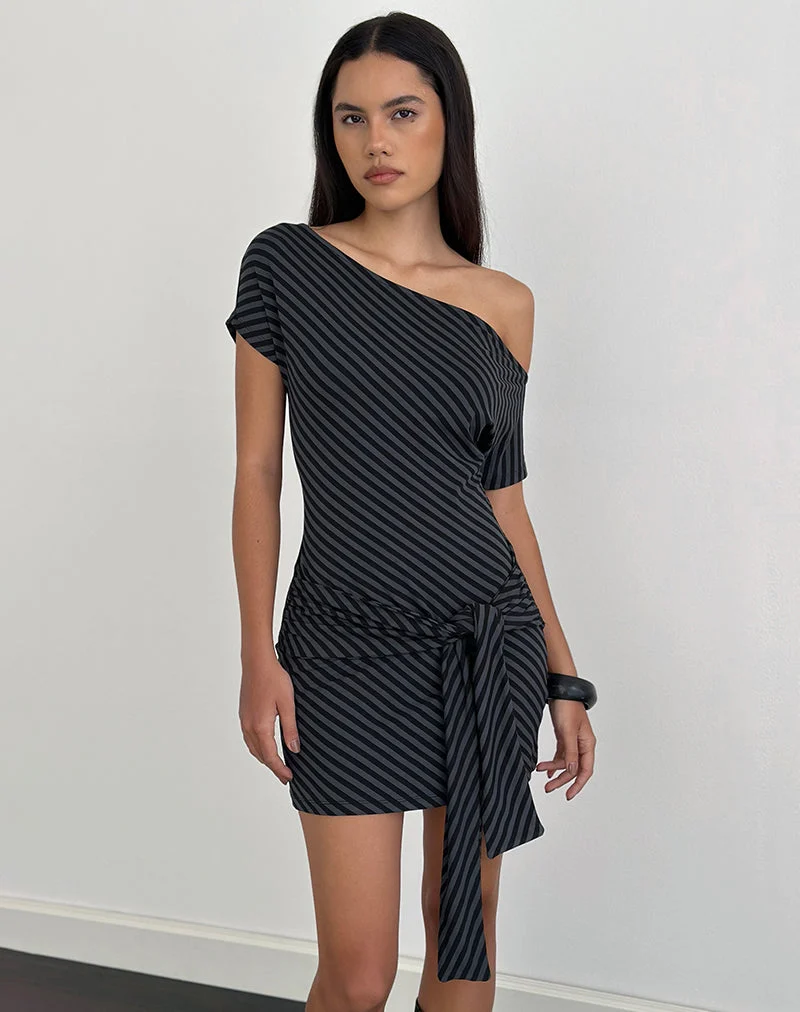 Genya Minikleid mit schrägen Streifen in Ocean Storm