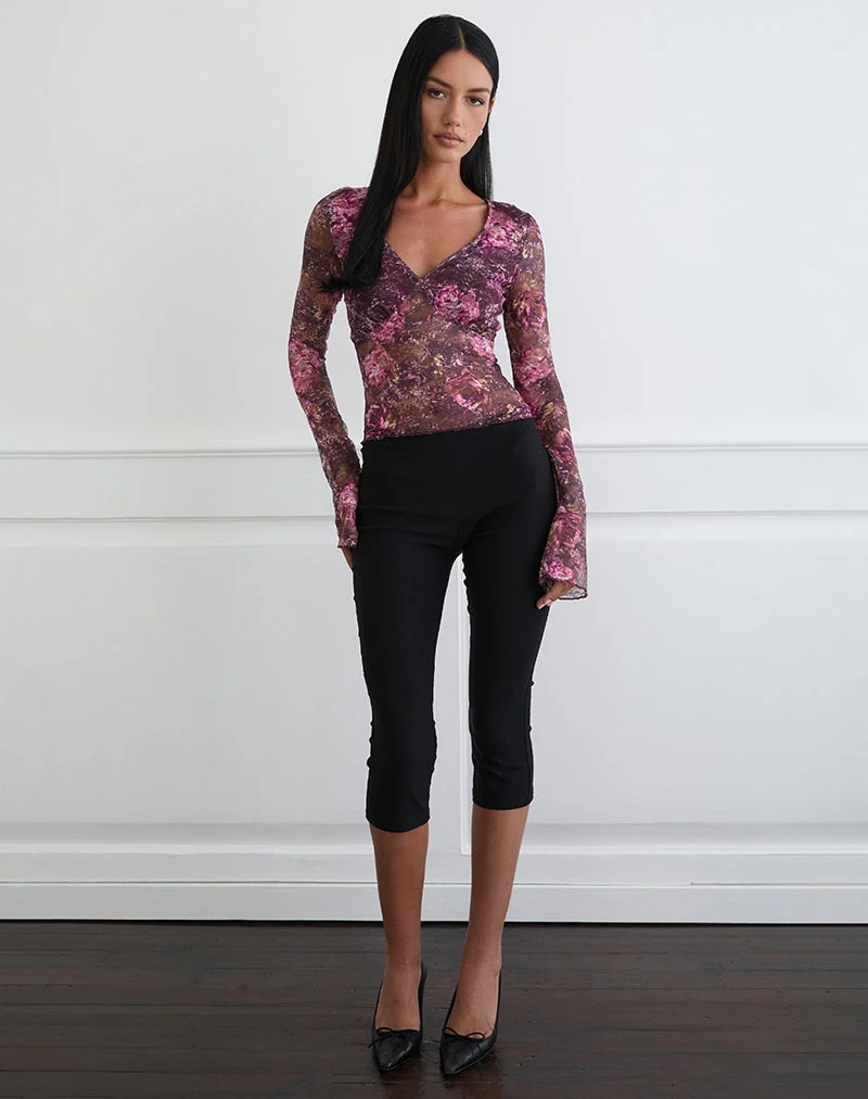 Copriva Top in abstraktem Rosé und Pflaume