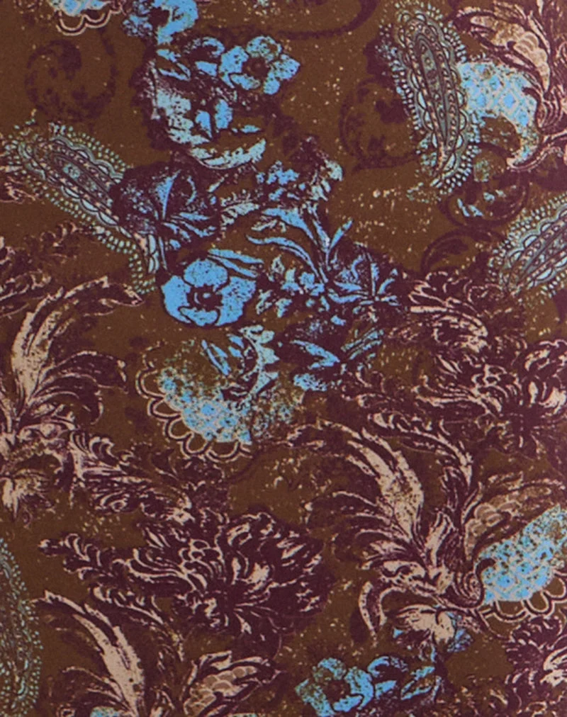 Alnaka-Maxikleid in „Feathery Paisley Brown“