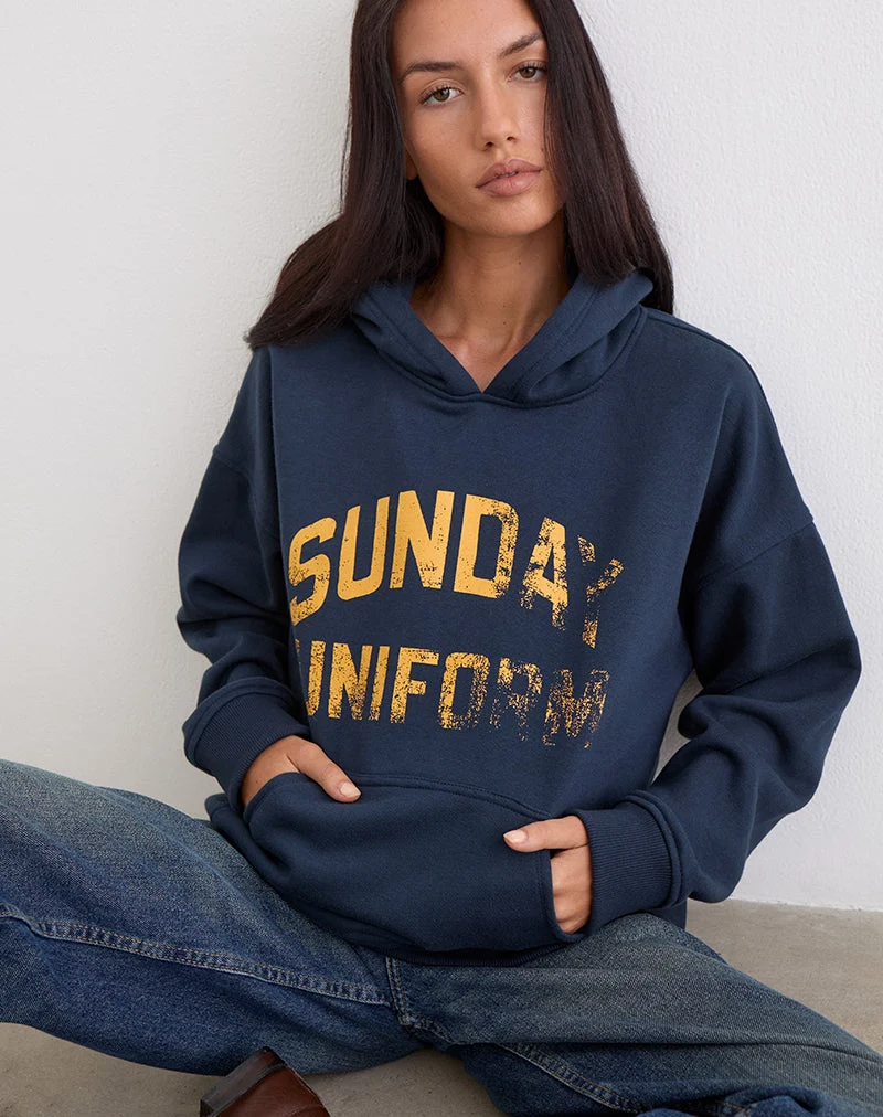 Guyton-Hoodie in Marineblau mit „Sunday Uniform“-Motiv