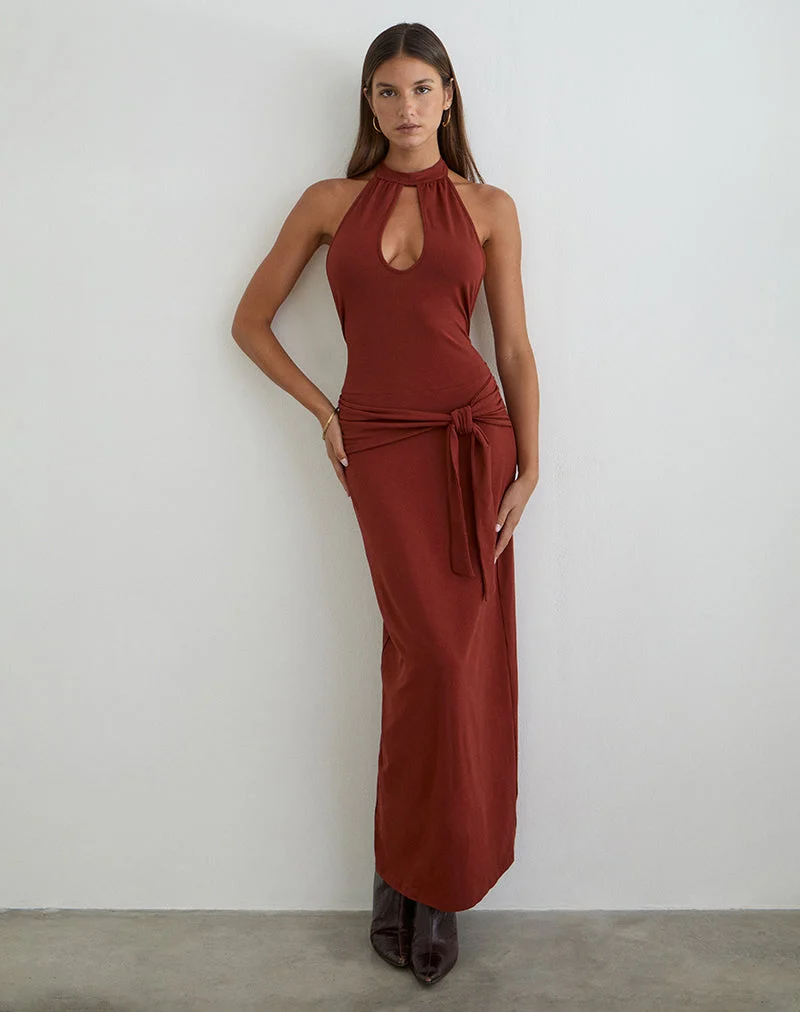 Viorela Maxikleid aus Jersey in Ziegelrot
