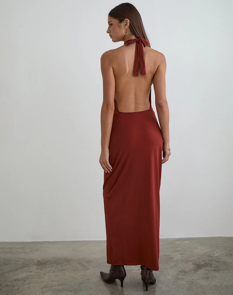 Viorela Maxikleid aus Jersey in Ziegelrot