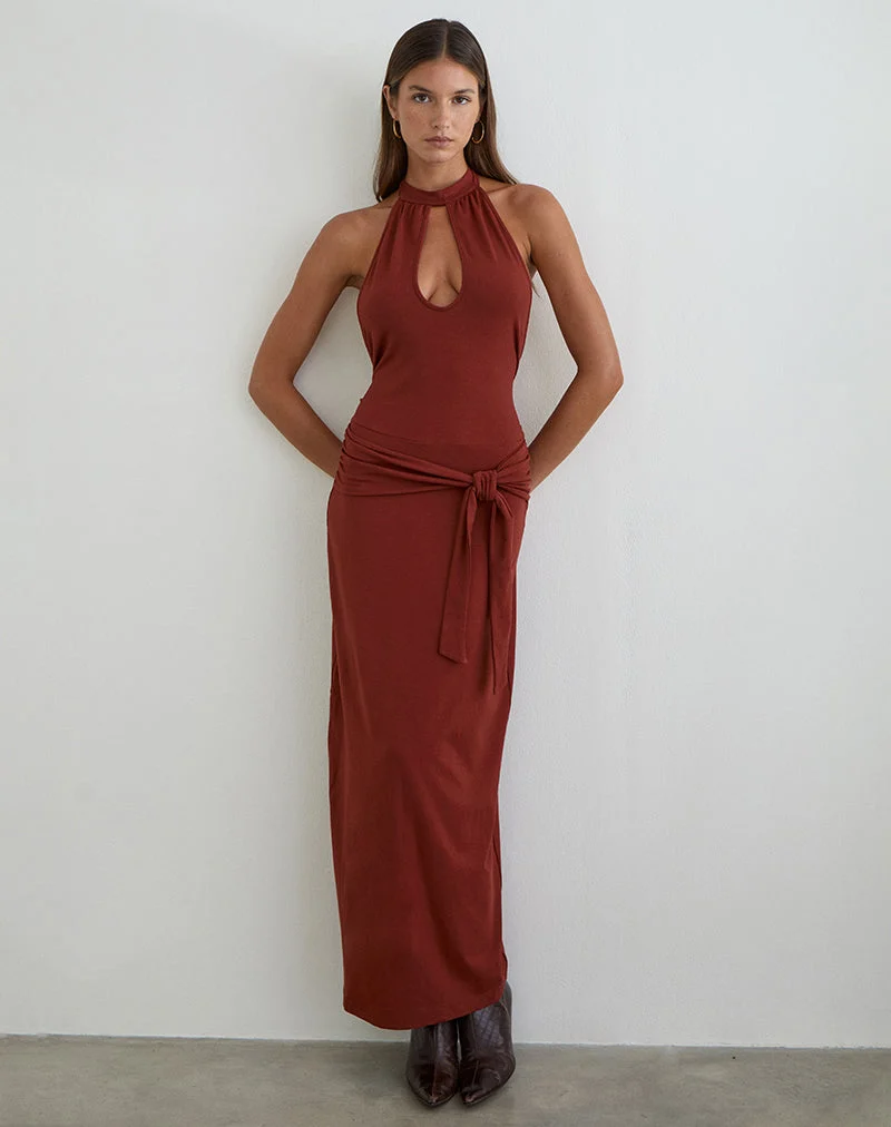Viorela Maxikleid aus Jersey in Ziegelrot
