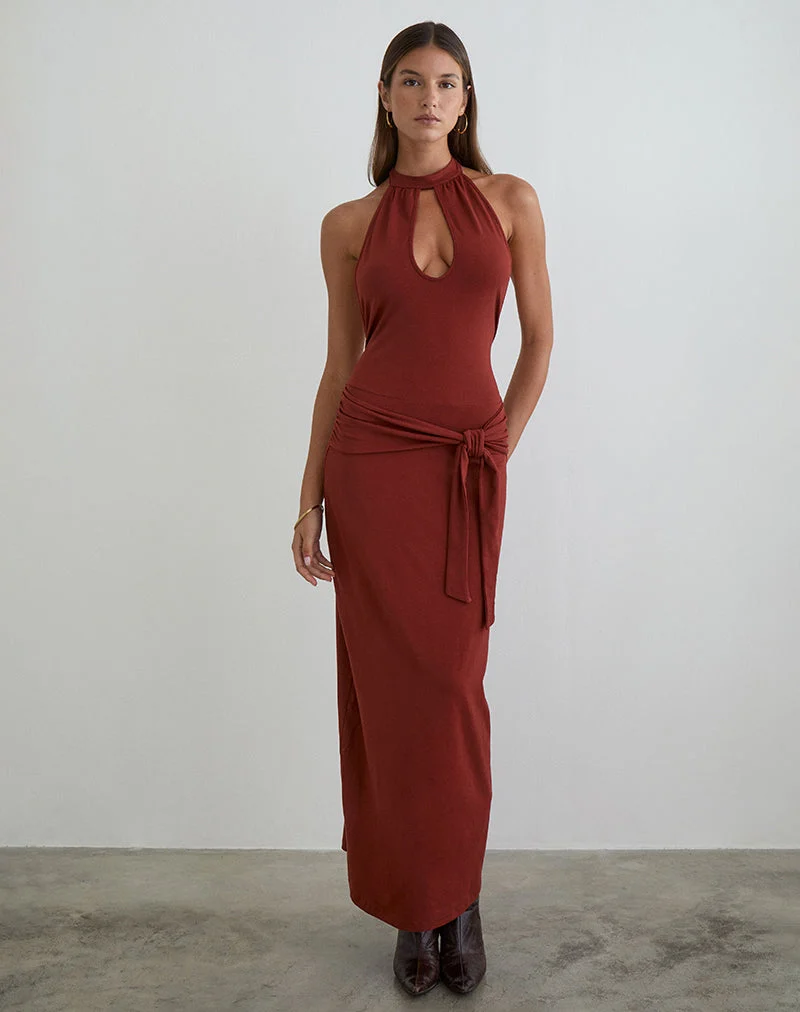 Viorela Maxikleid aus Jersey in Ziegelrot