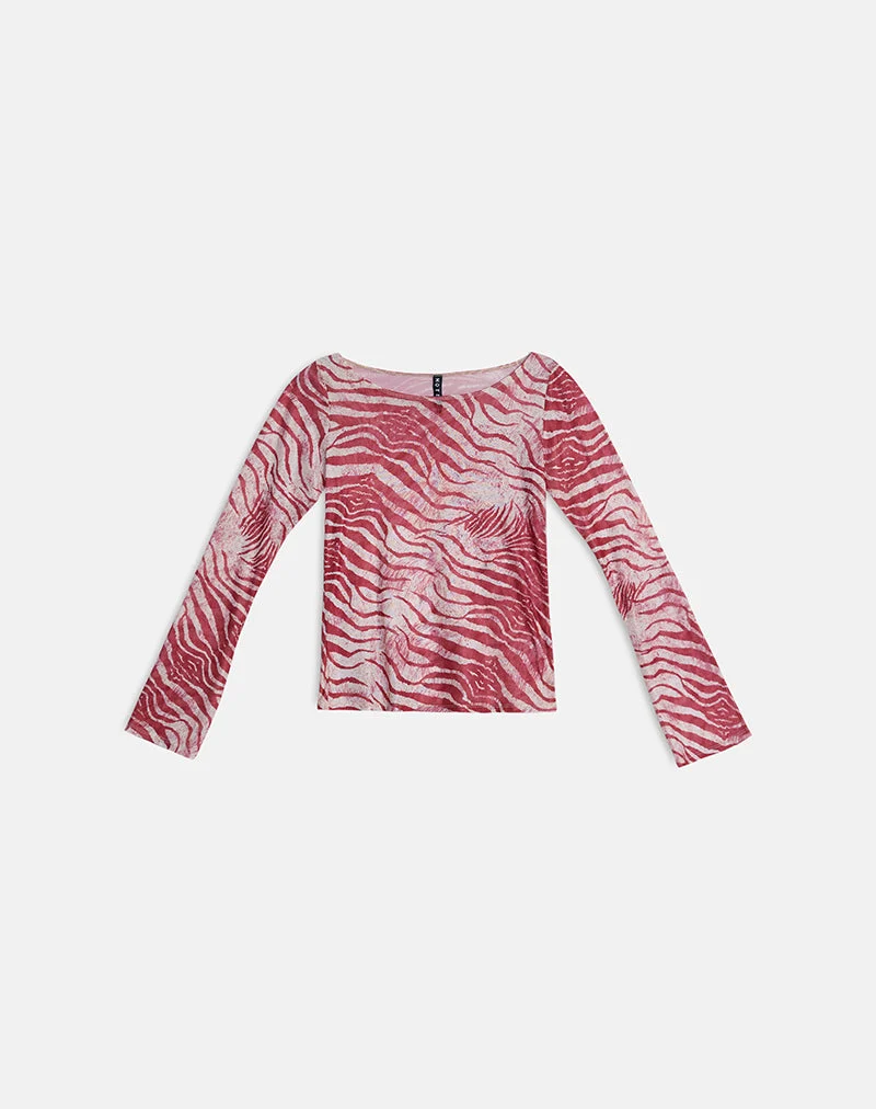 Tineko Langarm-Oberteil in Wild Animal Red