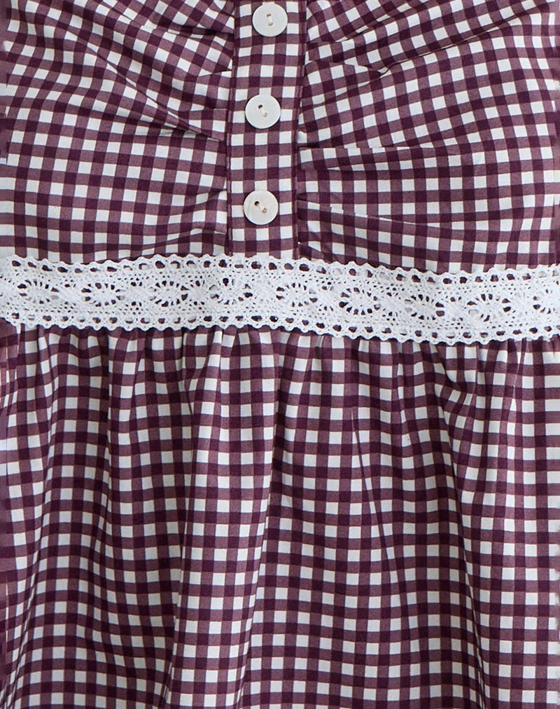 Flika Cami-Top in Mini-Gingham, Weinrot